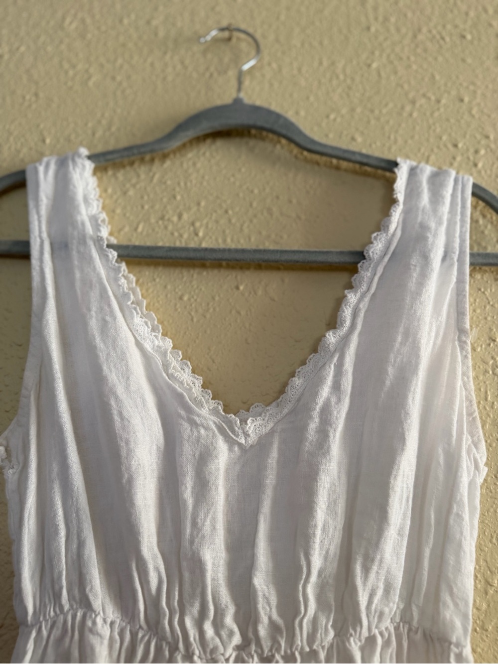 Terzo Millenio | White Linen Sleeveless V-Neck Maxi Dress - Size Medium - Picture 4 of 6